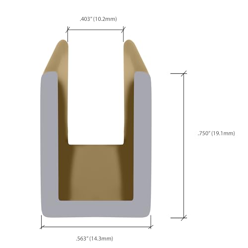 Brixwell SDCD38SB-CCP4 Satin Brass 3/8" Fixed Panel Shower Door Deep U-Channel - 4 inch Sample - color: Satin Brass, size: 4 Inch - Sample