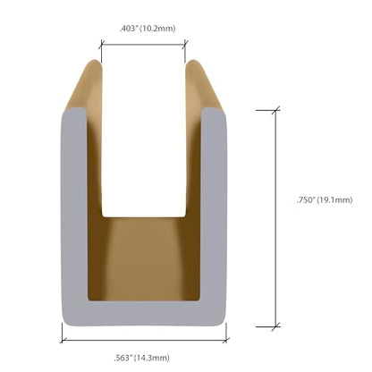 Brixwell SDCD38SB-CCP4 Satin Brass 3/8" Fixed Panel Shower Door Deep U-Channel - 4 inch Sample - color: Satin Brass, size: 4 Inch - Sample