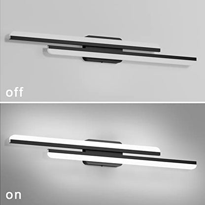 Ralbay 40" LED Black Vanity Light 40W Frosted Aluminum Modern LED Black Bathroom Vanity Light Fixtures Over Long Mirror LED Modern Bath Lighting 6000K White Light - color: Black, size: 40 inch