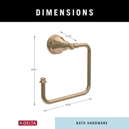 Delta Mylan (1-Pack) Hand Towel Holder Champagne Bronze Towel Racks for Bathroom Wall Square Towel Ring Holder for Bath Towel Hanger for Kitchen, Bathroom Accessories MYN46-CZ
