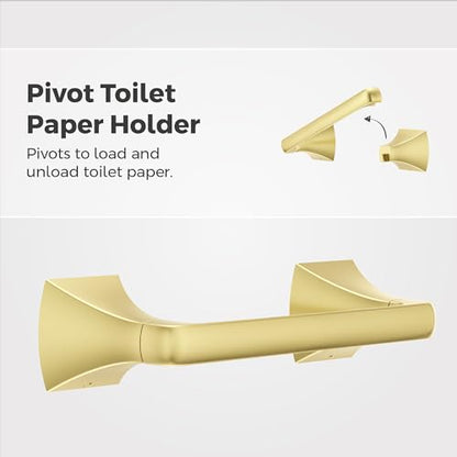 Pfister Bruxie Toilet Paper Holder, Bathroom Tissue Roll Holder, Wall-Mounted, Screw-in, Brushed Gold Finish, BPHBIE0BG - color: Brushed Gold