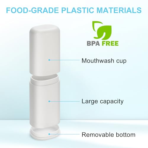Travel Toothbrush and Toothpaste Case,Portable White Tooth Brush Holder,Large Toothbrush Container with Mouthwash Cup,2 in 1 Toothbrush Organizer for Traveling,Camping,School,Home -2PCS - color: White