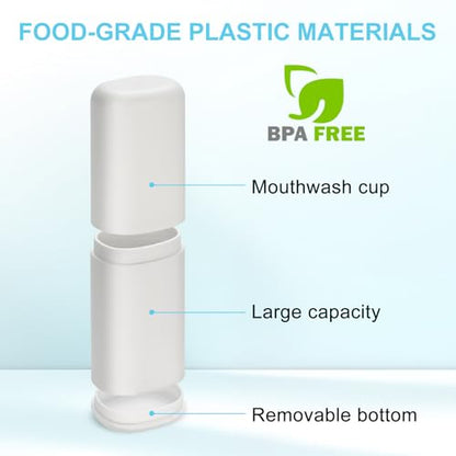 Travel Toothbrush and Toothpaste Case,Portable White Tooth Brush Holder,Large Toothbrush Container with Mouthwash Cup,2 in 1 Toothbrush Organizer for Traveling,Camping,School,Home -2PCS - color: White