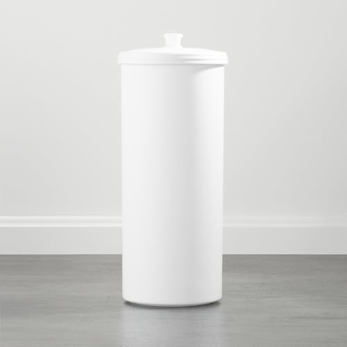 iDesign Freestanding Bathroom Toilet Paper Storage Holder, 2-Pack, White | With Lid, Holds 3 Extra Rolls - color: White, size: Pack of 2, style: Lid with Handle