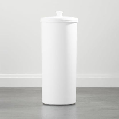 iDesign Freestanding Bathroom Toilet Paper Storage Holder, 2-Pack, White | With Lid, Holds 3 Extra Rolls - color: White, size: Pack of 2, style: Lid with Handle