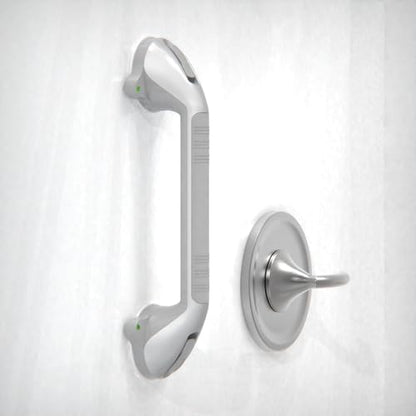17-inch Suction Shower Grab Bar with Indicators, Tool-Free Installation, Steady Handle for Balance Assist for Bathtub,Bathroom,Toilet, Dual Tone Silver/Grey - size: 17in, Pack of 1