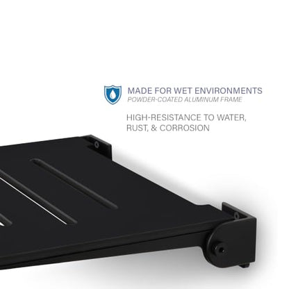 Seachrome 18 inch Silhouette Slimline Folding Wall Mount Shower Bench Seat, Matte Black Seat with Matte Black Frame - color: Matte Black Seat With Matte Black Frame