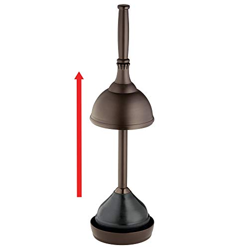 iDesign Kent Plastic Plunger with Cover Set, Bronze | 5.96" x 5.96" x 21.66", For Master, Guest, Kids', Office Bathroom, Cleaning and Storage - color: Toilet Plunger