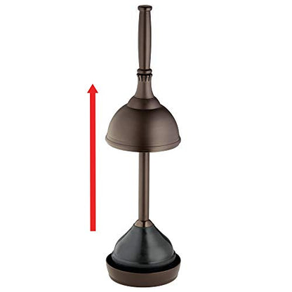 iDesign Kent Plastic Plunger with Cover Set, Bronze | 5.96" x 5.96" x 21.66", For Master, Guest, Kids', Office Bathroom, Cleaning and Storage - color: Toilet Plunger