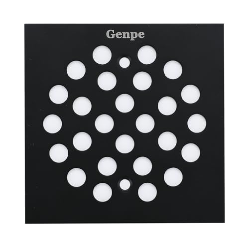 Square 4-1/4 Inch Screw-in Shower Drainer Cover Replacement Stainless Steel Floor Drain Grate with Screws Matte Black - color: Black