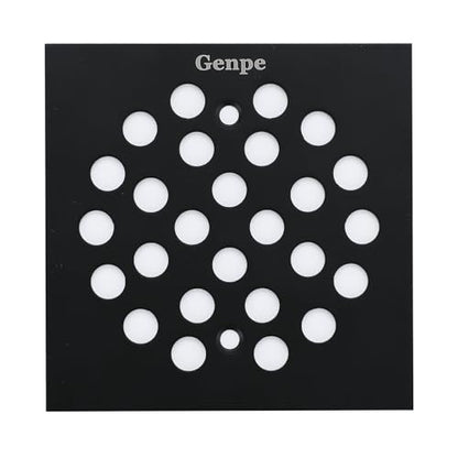 Square 4-1/4 Inch Screw-in Shower Drainer Cover Replacement Stainless Steel Floor Drain Grate with Screws Matte Black - color: Black