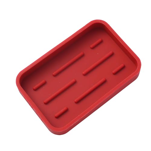 MicoYang Silicone Kitchen Sink Organizer Tray for Multiple Usage,Easy Clean Sponges Holder for Kitchen Bathroom Counter or Sink,Dish Soap Dispenser,Scrubber,Bottle,Cup Red 4.9”x 3.2” - color: Red, size: 4.9" x 3.2" x 0.7"