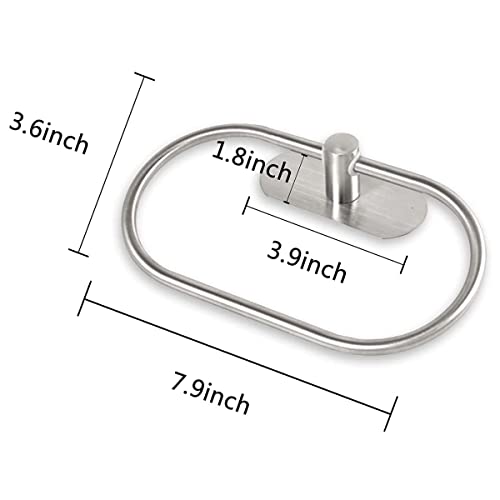Towel Ring Self Adhesive No Drill Hand Towel Holder for Bathroom SUS 304 Stainless Steel Brushed Nickel Towel Rack(Silvery)