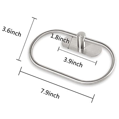 Towel Ring Self Adhesive No Drill Hand Towel Holder for Bathroom SUS 304 Stainless Steel Brushed Nickel Towel Rack(Silvery)