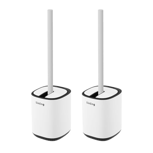 Toilet Brush and Holder Set Toilet Bowl Brush Stainless Steel Automatic Open lid Toilet Bowl Cleaner Brush with Durable Bristle Head Toilet Cleaning Brush for Bathroom - color: White