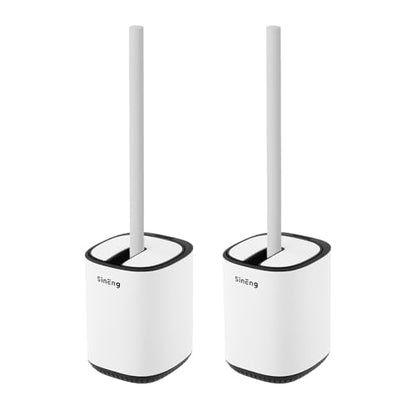 Toilet Brush and Holder Set Toilet Bowl Brush Stainless Steel Automatic Open lid Toilet Bowl Cleaner Brush with Durable Bristle Head Toilet Cleaning Brush for Bathroom - color: White