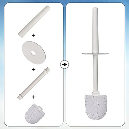 Topsky Toilet Brush & Holder Set, 2 Pack Plastic Round Barrel Loo Brush with 2 Replacement Heads, Durable for Bathroom, White - color: White