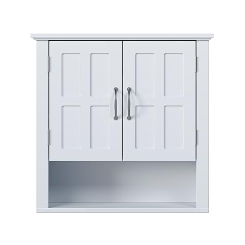 Merax Bathroom Wall Cabinet, Medicine Cabinet with 2 Doors Cabinet & Adjustable Shelves, Over The Toilet Storage Cabinet for Bathroom,White - color: White