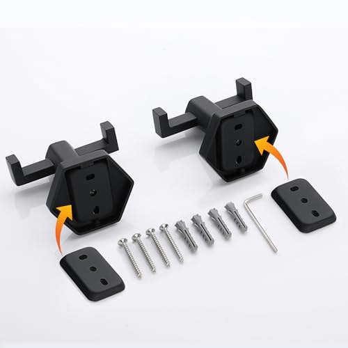 GERZWY Matte Black Coat/Robe Clothes Hook for Bath Kitchen Modern Hotel Style, Stainless Steel Bathroom Double Towel Hook Wall Mounted 2 Pack - color: Black