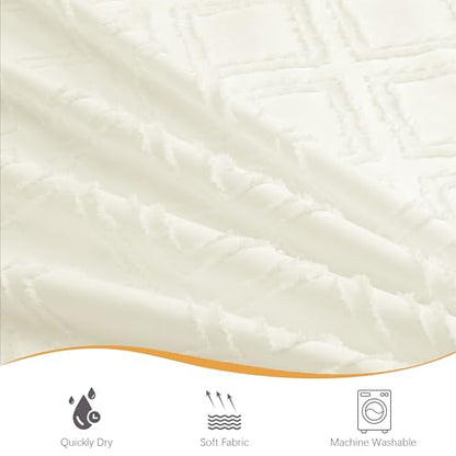 Cream Shower Curtain Set for Bathroom, 36" Width Stall Small Boho Shower Curtain with 12 Hooks, Soft Lightweight Jacquard Design Fabric Shower Curtains, Machine Washable, Cream, 36 W x 72 L - color: Cream, size: 36"W x 72"L (Pack of 1)