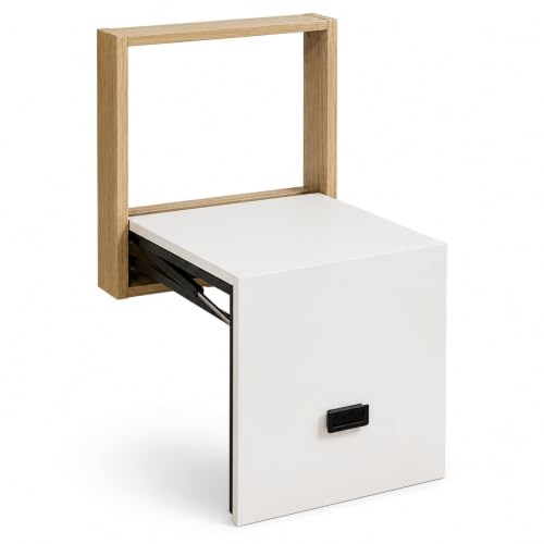Wall Mounted Folding Stool, Solid Wood Foldable Shoe Bench with Spring Hinge, Space Saving Wall Seat for Entryway, Bedroom and Hallway - color: C