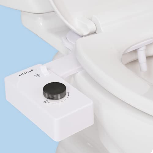 TUSHY Classic 3.0 Bidet Toilet Seat Attachment - a Non-Electric Self Cleaning Water Sprayer with Adjustable Water Pressure Nozzle, Angle Control & Easy Home Installation (White/Gunmetal) - color: White/Gunmetal, style: Cool Water