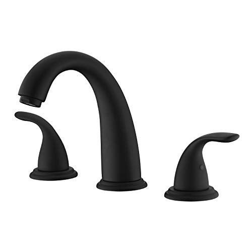 SUMERAIN Matte Black 3 Hole Roman Tub Faucet with Valve | Deck Mount, 2 Handle, Bathtub Faucet, High Flow, Classic, for Bathroom - color: Matte Black, size: 4-29/32" spout reach