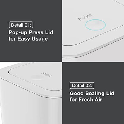N. NETDOT 3 Pack 2.6 Gallon / 10L Bathroom Trash Can with Lid,Kitchen Garbage Can Small Trash Bin Waste Basket for Bathroom,Kitchen,Bedroom,Living Room,Office - Off White - color: Off White, size: 3 X 2.6 Gal