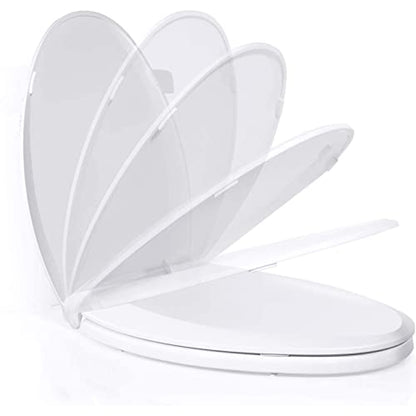 White Round Toilet Seat with Soft Close & Non-Slip Bumpers, Easy Installation, Quiet-Close Design, Fits Round Front Toilets