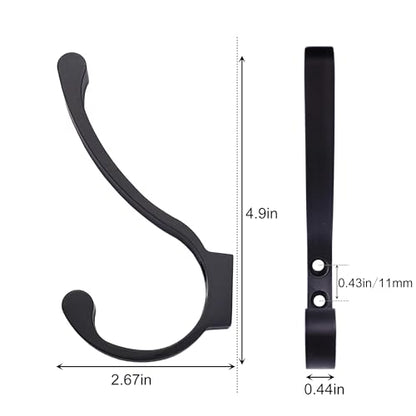 Coat Hooks for Wall, Heavy Duty Large Wall Hooks for Hanging Wall Mounted Metal Robe Hooks Utility Hooks for Coat, Scarf, Bag, Towel, Key, Cap, Cup, Hat (Black, 6 Pack)