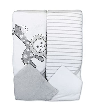 Spasilk Bath Hooded Towels & Washcloths Set for Babies, 2 Hooded Terry Bath Towels & 2 Washcloths, Grey Lion - color: Gray Lion