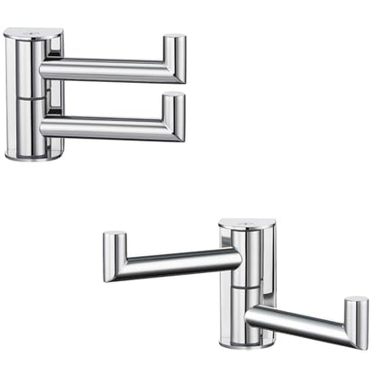 Swivel Wall Hooks with 2 Arm, 2 Pack, Polished Chrome, Wall Mounted | Rust-resistant 304 Stainless Steel, Double Towel Hooks for Bathroom Kitchen closet, Flexible 180° Swivel, Heavy-duty 11 lbs - color: Polished Chrome, size: 2 Pack