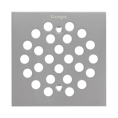 Square 4-1/4 Inch Screw-in Shower Drainer Cover Replacement Stainless Steel Floor Drain Grate with Screws Brushed Nickel - color: Brushed Nickel