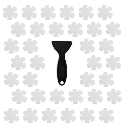 Secopad 36PCS Snowflake Non Slip Bathtub Stickers with Scraper, Clear | Original Large Anti-Slip Treads, Comfortable PEVA Material, Strong Adhesive, Easy to Use, For Bath Tubs, Showers & Stairs - color: Clear