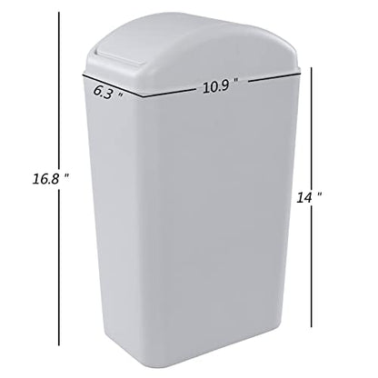 14 L / 3.3 Gallon Swing Trash Can, Slim Trash Bin, Light Grey | For Narrow Space at Home