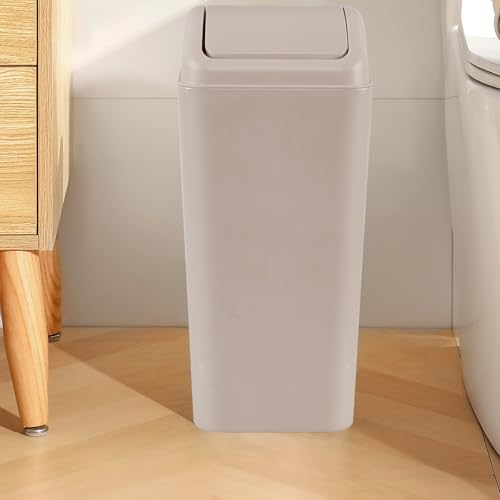 14 L Plastic Trash Can with Swing Lid, 3.5 Gallon Slim Garbage Can