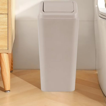 14 L Plastic Trash Can with Swing Lid, 3.5 Gallon Slim Garbage Can