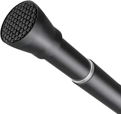 Shower Tension Curtain Rod Black 45 to 77 Inch Spring Tension Curtain Rod | Shower Rod Non Slip Shower Curtain Rod No Drilling 1pcs for Windows Adjustable Tension Rods of Curtain Window Closet Kitchen - color: Black, size: 45-77 inch 1pcs