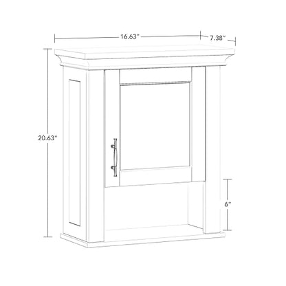 RiverRidge Somerset Single Door Wall Mount Medicine Cabinet, White | Bathroom Wall Storage Cabinet Shelf with Open Display Shelf, Two-Tone Handle and Coved Top Detailing