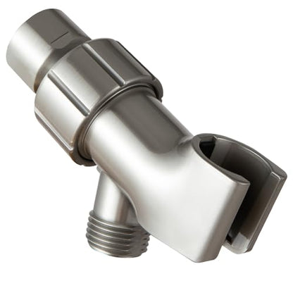 OFFO Shower Head Holder with Solid Metal Ball for Handheld Shower Head, Brushed Nickel Adjustable Shower Arm Mount for Connecting Shower Arm and Shower Hose, 1/2 in IPS Female Inlet and Male Outlet - style: Brushed Nickel