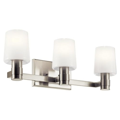 Kichler Adani 3-Light Bathroom Vanity Light, Brushed Nickel | Modern vanity light with opal glass for bathrooms and powder rooms (24" x 8.25"), 55176NI - color: Brushed Nickel, size: 24"
