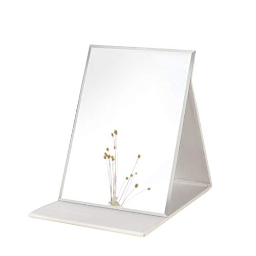 Zcooooool Large Portable Super HD Mirror - Multi Stand Angle Hand Free/Handheld/Tabletop Foldable 10x7 Inch - color: White, size: 10"L x 7"W