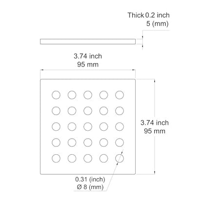3.75 Inch Square Shower Drain Cover 95MM Floor Drain Grate (Black) - color: Black