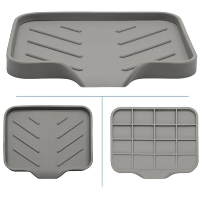 BokWin Silica Gel Soap Dish with Drain, Grey, 4.8x3.5 Inch | 1 Pack, Self Draining Soap Tray, For Shower, Bathroom and Kitchen, Sink Organizer, Bar Soap Holder - color: Grey