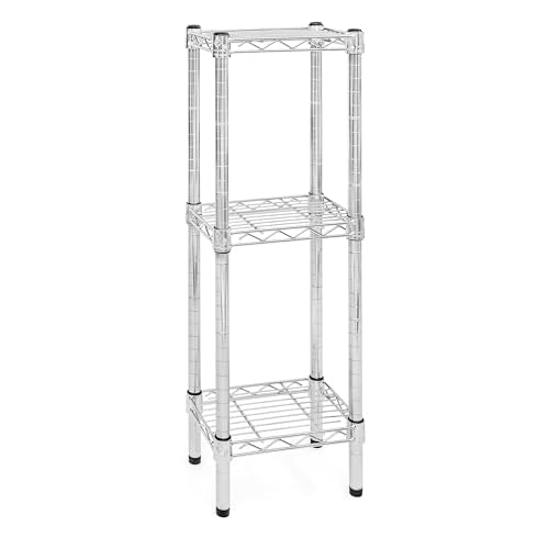 Shelving Inc. 8" d x 12" w Chrome Wire Shelving with 3 Tier Shelves | Weight Capacity 800lbs Per Shelf, Durable Kitchen and Garage Storage Shelves, Adjustable Shelf Organizer Storage Rack - size: 8" d x 12" w x 34" h