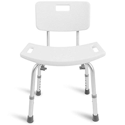 DMI Shower Chair Bath Seat for Tub or Shower Bench for inside shower, Made of Non Slip Aluminum with Plastic Seat, No Tools Needed, Adjustable Height, Holds Weight up to 300 Pounds, Bath Chair, White - style: Chair with Integrated Handles