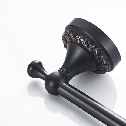 Oil Rubble Bronze Brass Bath Towel Holder Towel Rack, Wall Mounted Black Bathroom Hardware Accessories, Pattern Carving Design - color: Towel Holder