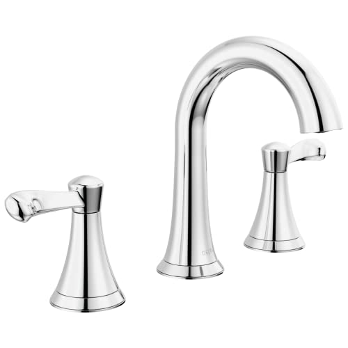 Delta Faucet Esato Widespread Bathroom Faucet Chrome, Bathroom Faucet 3 Hole, Bathroom Sink Faucet, Drain Assembly Included, Chrome 35897LF - color: Chrome