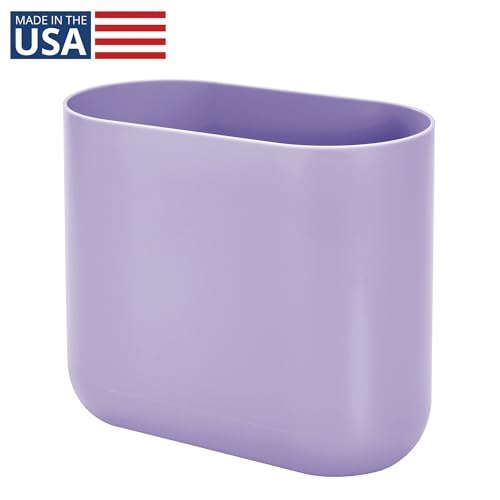 iDesign Small Slim Plastic Bathroom Trash Can, Purple | Garbage Can for Bedroom, Office, Desk, Dorm - color: Wisteria, style: Pack of 1