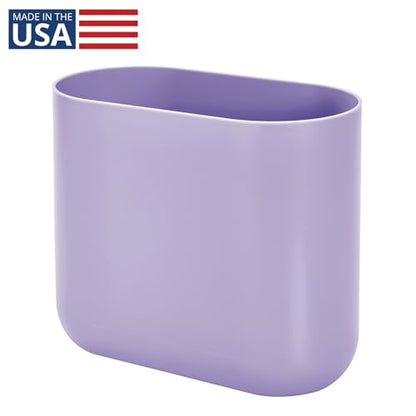 iDesign Small Slim Plastic Bathroom Trash Can, Purple | Garbage Can for Bedroom, Office, Desk, Dorm - color: Wisteria, style: Pack of 1